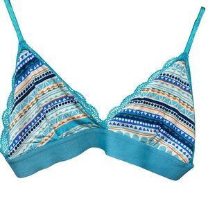 Stripe & Stare Bra Size Small Bralette Blue Turquoise Stripe Modal Blend NEW